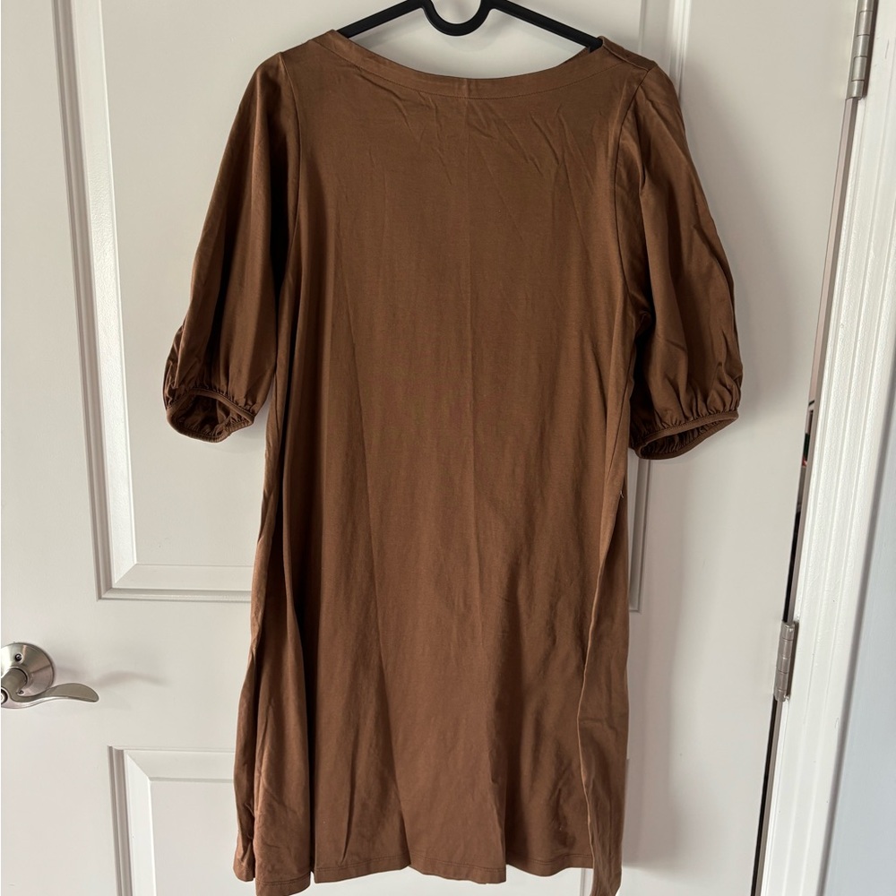 Women's Puff-Sleeve Tunic Top in Brown